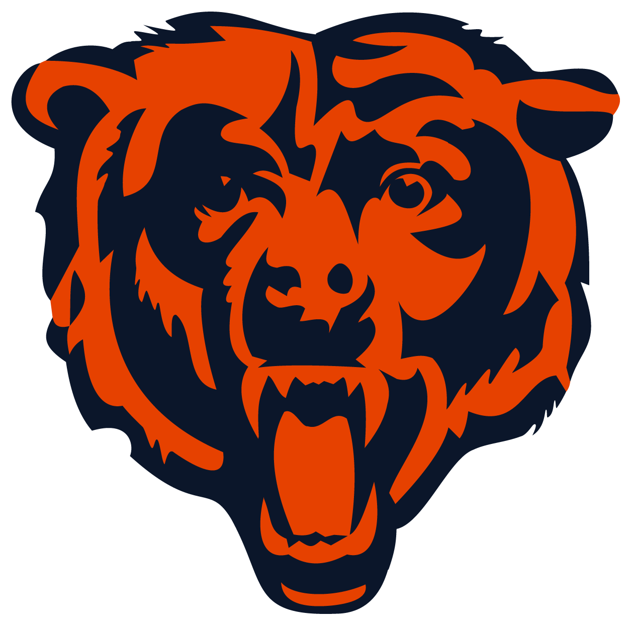 Stylized bear head logo in orange and dark blue.