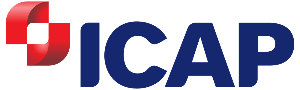 ICAP logo with red and blue geometric design.