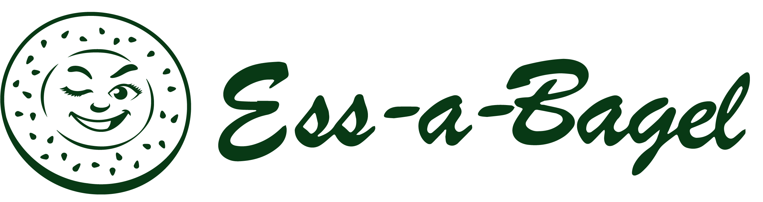 Bagel logo with winking face and green text "Ess-a-Bagel."