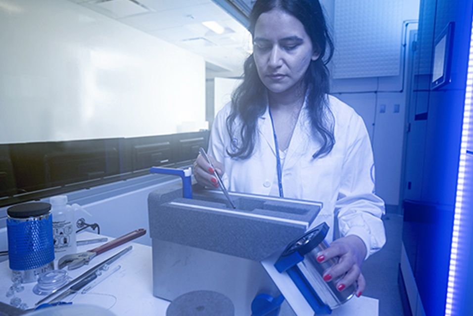 An MSK scientist works in a laboratory.